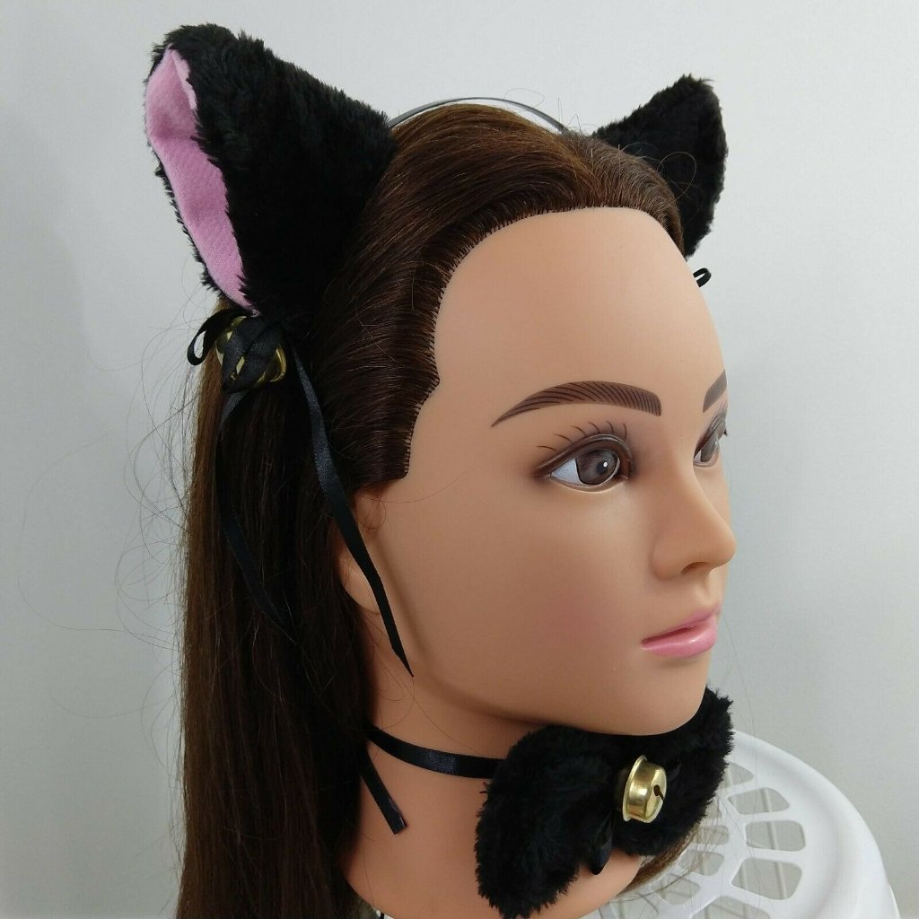Cat Ears Headband And Bow Necktie Halloween Costum
